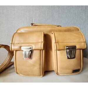Vintage Marsand Tan Leather Camera Bag Large w/ Lots of Pockets & a Strap